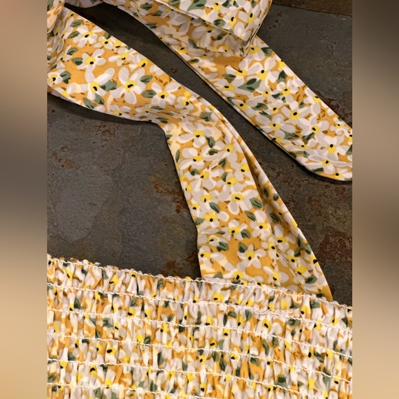 Sam Edelman size 4 Yellow Maxi Dress Smocked w/ Tie Straps Excellent Condition - Picture 11 of 14